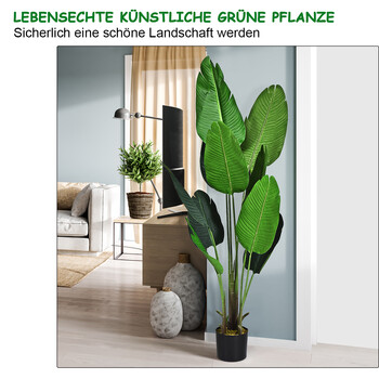 Costway Τεχνητό Φυτό Τεχνητό Πράσινο Φυτό 160 cm Τροπική Φοίνικα Τεχνητή Μονστέρα Φυτό Φίδι HZ10194