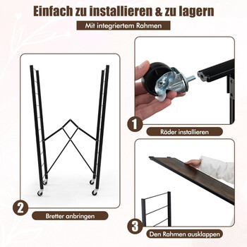 Costway  Πολυλειτουργική Ραφιέρα Αποθήκευσης με Ρυθμιζόμενα Ράφια και Ρόδες JZ10223DK