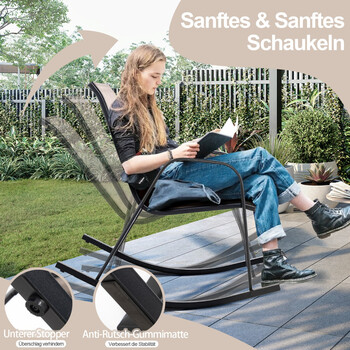 Costway  Δύο Άνετες Κουνιστές Καρέκλες Εξωτερικού Χώρου με Εργονομικό Σχεδιασμό και Ανθεκτικό Μεταλλικό Σκελετό NP11080CF-2