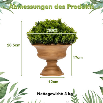 Costway Σετ 4 Τεχνητών Μίνι Φυτών σε Γλάστρες για Εσωτερικούς Χώρους με Vintage Γλαστράκια HZ10096GN-4