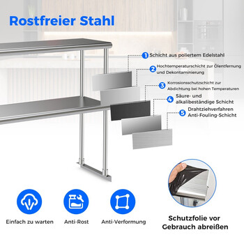 Costway  Ανοξείδωτη Διπλή Ραφιέρα Υπερυψωμένης Αντοχής και Ευελιξίας KC56581