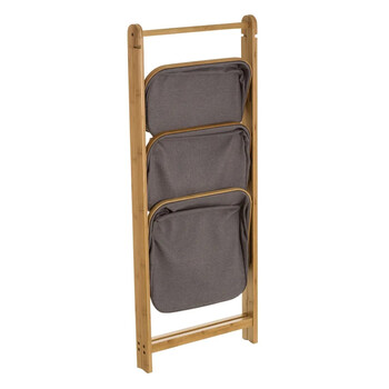 BAKAJI  Φορητό Πτυσσόμενο Έπιπλο Μπάνιου με 3 Συρτάρια από Ξύλο Μπαμπού και Ύφασμα 45x34x109 εκ.  02840416