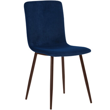 Shally Dogan  Σετ 4 Καρέκλες για Τραπεζαρία από Μπλε Βελούδο με Μαύρα Πόδια Εργονομικό Κάθισμα  02840948