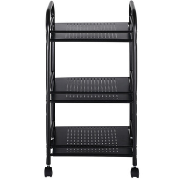 BAKAJI  Καρότσι Αισθητικής 3 Ράφια σε Μαύρο Μέταλλο 4 Ρόδες Έπιπλο Μπάνιου Εξοικονόμησης Χώρου  02822686
