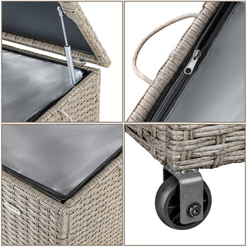 BAKAJI  Κουτί Αποθήκευσης Κήπου Πολυρατάν Αδιάβροχο με 2 Ρόδες Κρέμα  02841915