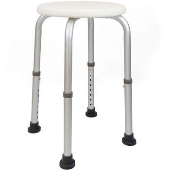 BAKAJI  Σκαμπό Μπάνιου Στρογγυλό από Αλουμίνιο Ρυθμιζόμενο Ύψος Κάθισμα Ντους Καρέκλα Μπανιέρας  02822696