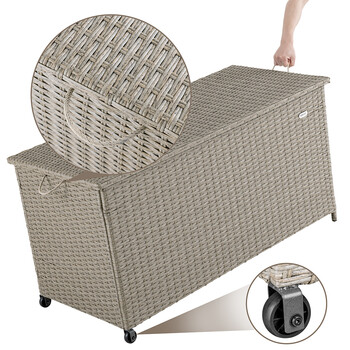 BAKAJI  Κουτί Αποθήκευσης Κήπου Πολυρατάν Αδιάβροχο με 2 Ρόδες Κρέμα  02841915