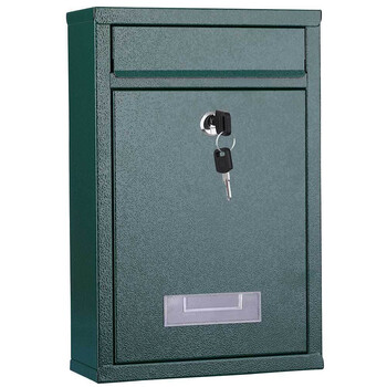 BAKAJI  Ταχυδρομικό Κουτί Τοίχου από Ατσάλι Γραμματοκιβώτιο Εξωτερικού Χώρου με Κλειδί Πράσινο  02832146