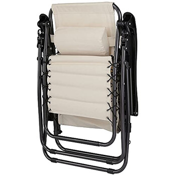 BAKAJI  Πτυσσόμενη Πολυθρόνα Κήπου Βαρύτητας Μηδέν από Ατσάλι και Ύφασμα Οξφόρδης με Δίσκο Μπεζ  02011801