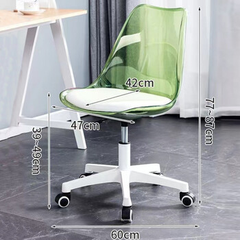 Shally Dogan  Καρέκλα Γραφείου με ρόδες και Διαφανή Πλάτη Πράσινη Πολυθρόνα Γραφείου  02839567