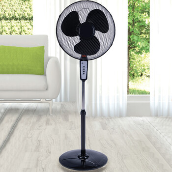 BAKAJI  Ανεμιστήρας με στρογγυλή βάση και τηλεχειριστήριο 50W μαύρος 3 ταχύτητες + χρονοδιακόπτης  02839189