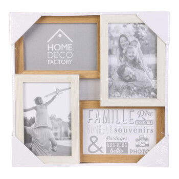 Κορνίζα Κολάζ για 4 Φωτογραφίες  28 x 28 x 3.5 cm Μπεζ HD4204 Home Deco Factory