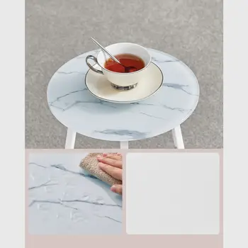 Βοηθητικό Τραπεζάκι Φ30x55cm Λευκό Μάρμαρο LET287W59 VASAGLE