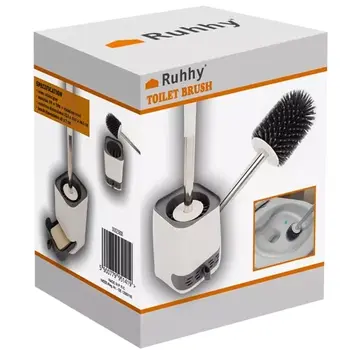 Σιλικονένια Βούρτσα Μπάνιου με Βάση 42,5 x 7 cm Λευκό/Γκρι 23808 Ruhhy