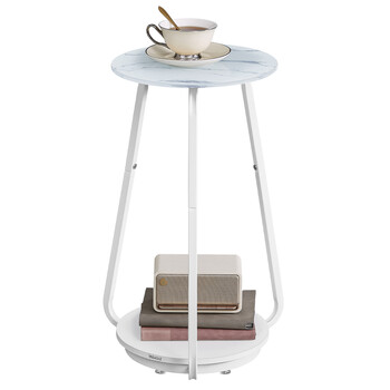 Βοηθητικό Τραπεζάκι Φ30x55cm Λευκό Μάρμαρο LET287W59 VASAGLE