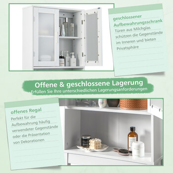 Costway  Ελεύθερη ντουλάπα μπάνιου ράφι τουαλέτας πάνω από την τουαλέτα 58 x 19 x 170 cm Λευκό BA7861WH