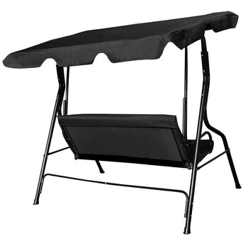 Costway  Τριθέσια κούνια κήπου με σκίαστρο Μαύρο 170 x 110 x 153 εκ. OP70491BK