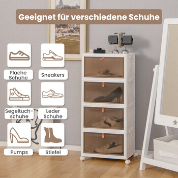 Costway Τετράριχτη Αποθηκευτική Κουτί με Καπάκι & Μαγνητικές Διαφανείς Πόρτες & Ρόδες JV11022WH