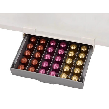 Οργανωτής για Κάψουλες Καφέ Nespresso Κρεμαστός – 30 Θέσεων με Συρόμενο Μηχανισμό Λευκό/Γκρι 5907451363539 Verk Group