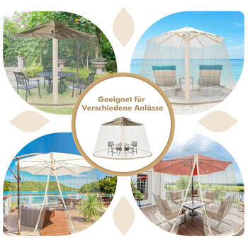 Costway Δίθυρο Διπλό Φερμουάρ Δίχτυ Κουνουπιέρας Ομπρέλας Βεράντας NP10507MS