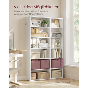 VASAGLE Λευκή Σκανδιναβική Βιβλιοθήκη με Ρυθμιζόμενα Ράφια 60x24x179 εκ. LBC169T14