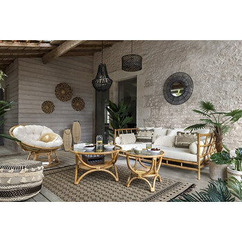 Φανάρι από Μπαμπού κα Γυαλί 27 x 72 cm 167216 Atmosphera