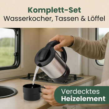 Βραστήρας Ταξιδίου από Ανοξείδωτο Ατσάλι 0.5L 1000 W- Μαύρο/Ασημί WKR3624 Clatronic