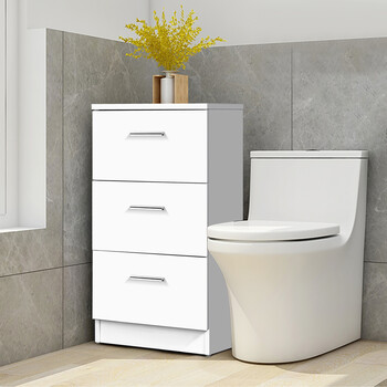 Costway Κομοδίνο με 3 Συρτάρια 38 x 67 x 35cm Λευκό/Μαύρο-Λευκό HW61149WH