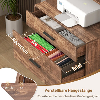 Costway Πολυλειτουργικό Ντουλάπι Αρχείων με Ράφια, Συρτάρια και Βάση Εκτυπωτή σε Βιομηχανικό Στυλ CB10569CF+