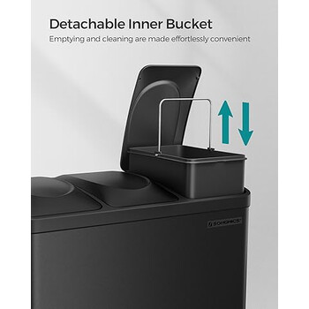 SONGMICS Τριπλός Κάδος Ανακύκλωσης 45L με Χρωματιστά Πεντάλ και Αφαιρούμενους Κάδους 60.5x40.5x48.5cm LTB45B