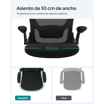 SONGMICS Εργονομική Καρέκλα Γραφείου με Ρυθμιζόμενη Οσφυϊκή Υποστήριξη και Αναδιπλούμενα Μπράτσα 60x64x103-110cm OBN37BKV1