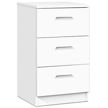 Costway Κομοδίνο με 3 Συρτάρια 38 x 67 x 35cm Λευκό/Μαύρο-Λευκό HW61149WH