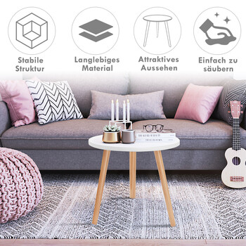 Costway Ξύλινο Τραπέζι Λευκό για Καφέ, Σαλονιού, Κουζίνας, Τραπεζαρίας, Κομοδίνου HW65766WH