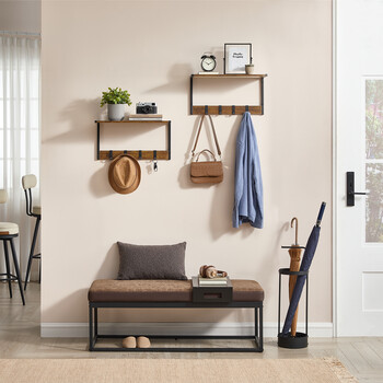 VASAGLE Σετ 2 Ράφια Τοίχου Rustin Brown με Αποσπώμενους Γάντζους 50x24x27cm LCR830B01