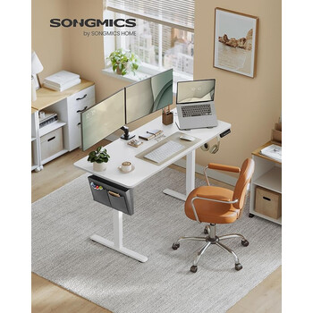 SONGMICS Ηλεκτρικό Ρυθμιζόμενο Γραφείο με Αποθηκευτικό Χώρο και Αθόρυβο Μοτέρ - Ιδανικές Διαστάσεις για Κάθε Χώρο LSD134W01V1