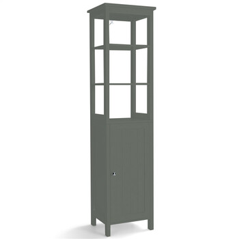 Costway Ψηλή Λεπτή Γκρι Ντουλάπα Μπάνιου με Ρυθμιζόμενα Ράφια 5 Επιπέδων HW66819GR