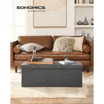 SONGMICS Πολυλειτουργικό Αποθηκευτικό Πουφ 110x38x38 εκ, Ανοιχτό Γκρι LSF077G04