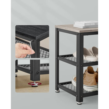 VASAGLE Παπουτσοθήκη Γκριζο-Μαύρη με Μεταλλικό Πλαίσιο και Ράφια 100x30x45εκ LBS078K01