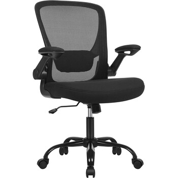 SONGMICS Εργονομική Καρέκλα Γραφείου με Ρυθμιζόμενη Οσφυϊκή Υποστήριξη και Αναδιπλούμενα Μπράτσα 60x64x103-110cm OBN37BKV1