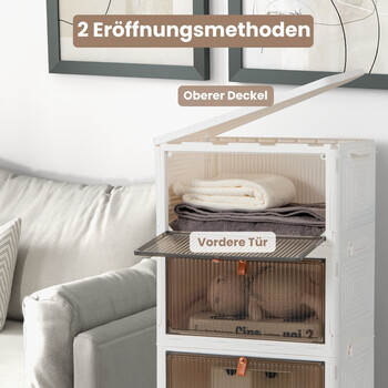 Costway Τετράριχτη Αποθηκευτική Κουτί με Καπάκι & Μαγνητικές Διαφανείς Πόρτες & Ρόδες JV11022WH