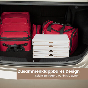 Costway Τετράριχτη Αποθηκευτική Κουτί με Καπάκι & Μαγνητικές Διαφανείς Πόρτες & Ρόδες JV11022WH