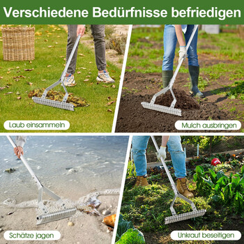 Costway Πολλαπλών Χρήσεων Ρυθμιζόμενη Τσουγκράνα Κήπου Αλουμινίου 178 cm Χ 50 cm NP12138