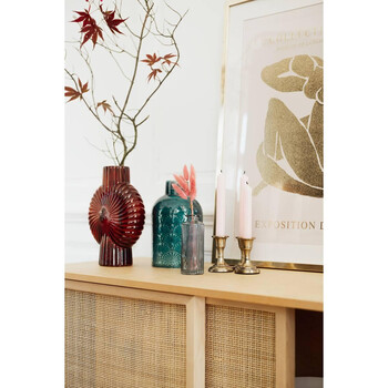 Atmosphera Σετ 3 Μοντέρνα Γυάλινα Βάζα Διακόσμησης (Βεραμάν, Γαλάζιο, Διάφανο) 189192A