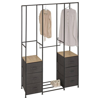 5FIVE Simply smart Μεταλλική Ντουλάπα "Tissa" 116 x 40 x 176 εκ με Ξύλινα Ράφια και Υφασμάτινα Συρτάρια 193595