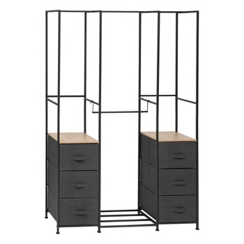 5FIVE Simply smart Μεταλλική Ντουλάπα "Tissa" 116 x 40 x 176 εκ με Ξύλινα Ράφια και Υφασμάτινα Συρτάρια 193595