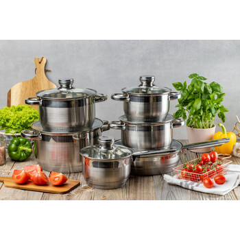 Edenberg Σετ Μαγειρικών Σκευών 12 Τεμαχίων για Επαγωγικές και Αέριες Εστίες με Αντικολλητική Επίστρωση EB-2001M