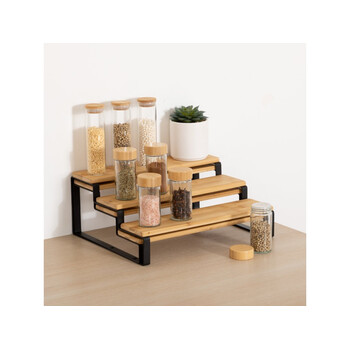 5FIVE Simply smart Επεκτάσιμη Ραφιέρα Μπαχαρικών Δύο Επιπέδων 32 x26 x 13.5 εκ σε Μαύρο Ξύλο 209280