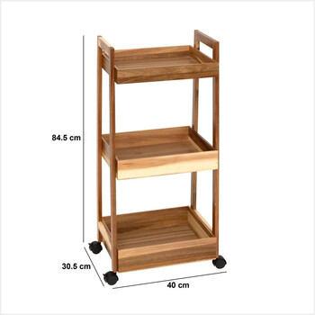 5FIVE Simply smart Τρόλεϊ Κουζίνας 3 Επίπεδων 40 x 30.5 x 84.5 cm από Ξύλο Ακακίας 190144