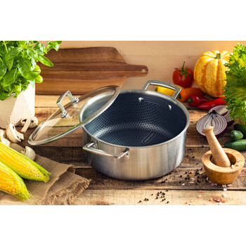 Edenberg Κατσαρόλα Ανοξείδωτη 20 cm με Αντικολλητική Επίστρωση 2.8lt Γυάλινο Καπάκι EB-17051