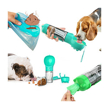 Verk Group Πολυλειτουργικό Μπουκάλι Ταΐστρα Ποτίστρα Κατοικιδίων με Θήκη Σακουλιών Κίτρινο- Μπλε - Πράσινο -Ροζ (Τυχαία Αποστολή Χρώματος) 5907451376843